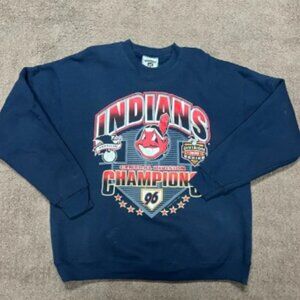 Cleveland Indians vintage blue long sleeve sweatshirt LEE Xl 96 central division